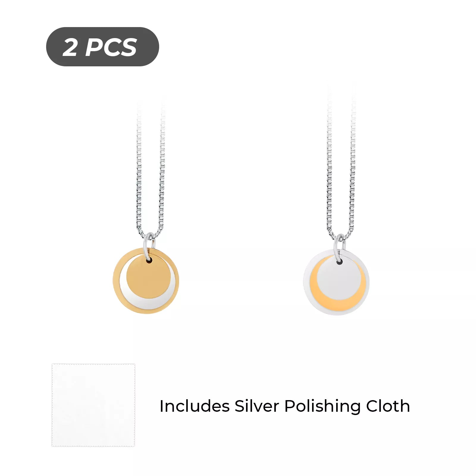 Stainless Steel Triple Pendants Necklace Set (2pcs)