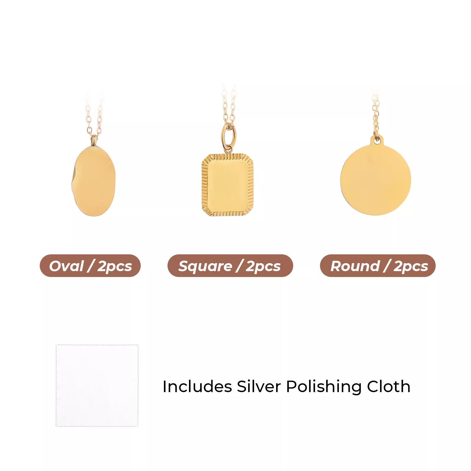 Stainless Steel Three Pendants Necklace (6pcs)