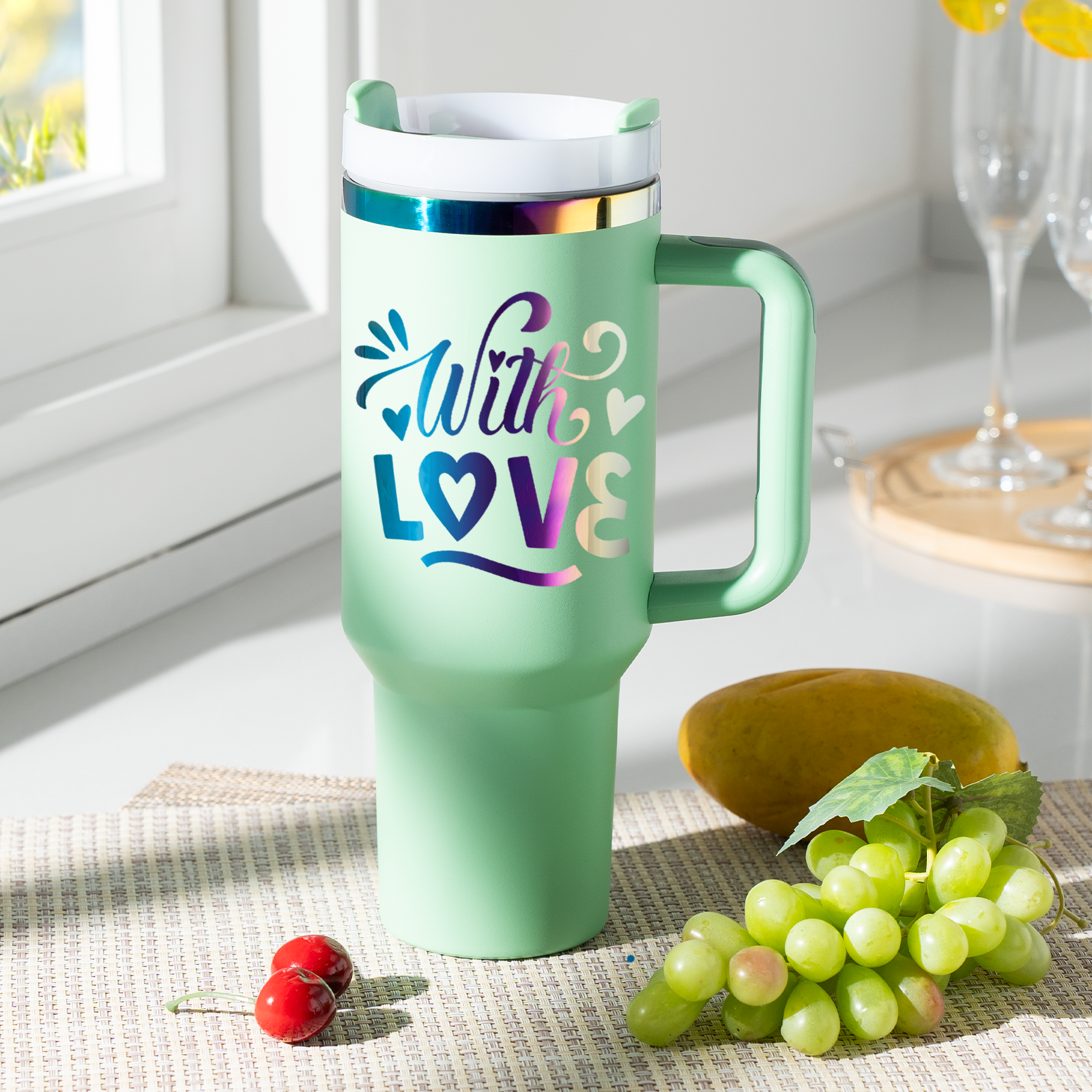 Stainless Steel Tumbler with Removable Handle (40oz)