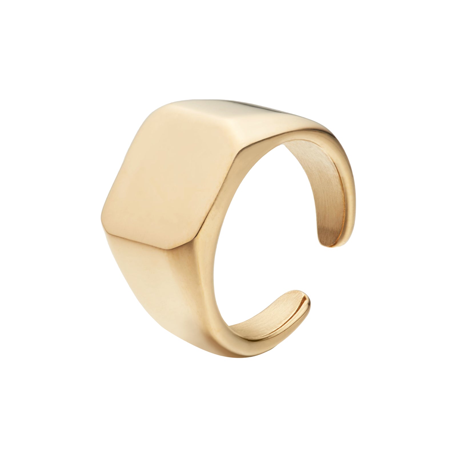 Gold Stainless Steel Square Signet Rings (3pcs)