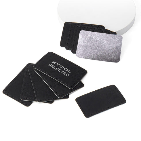 Black to Silver Rectangular Laserable PU Iron-on Patch (10pcs)