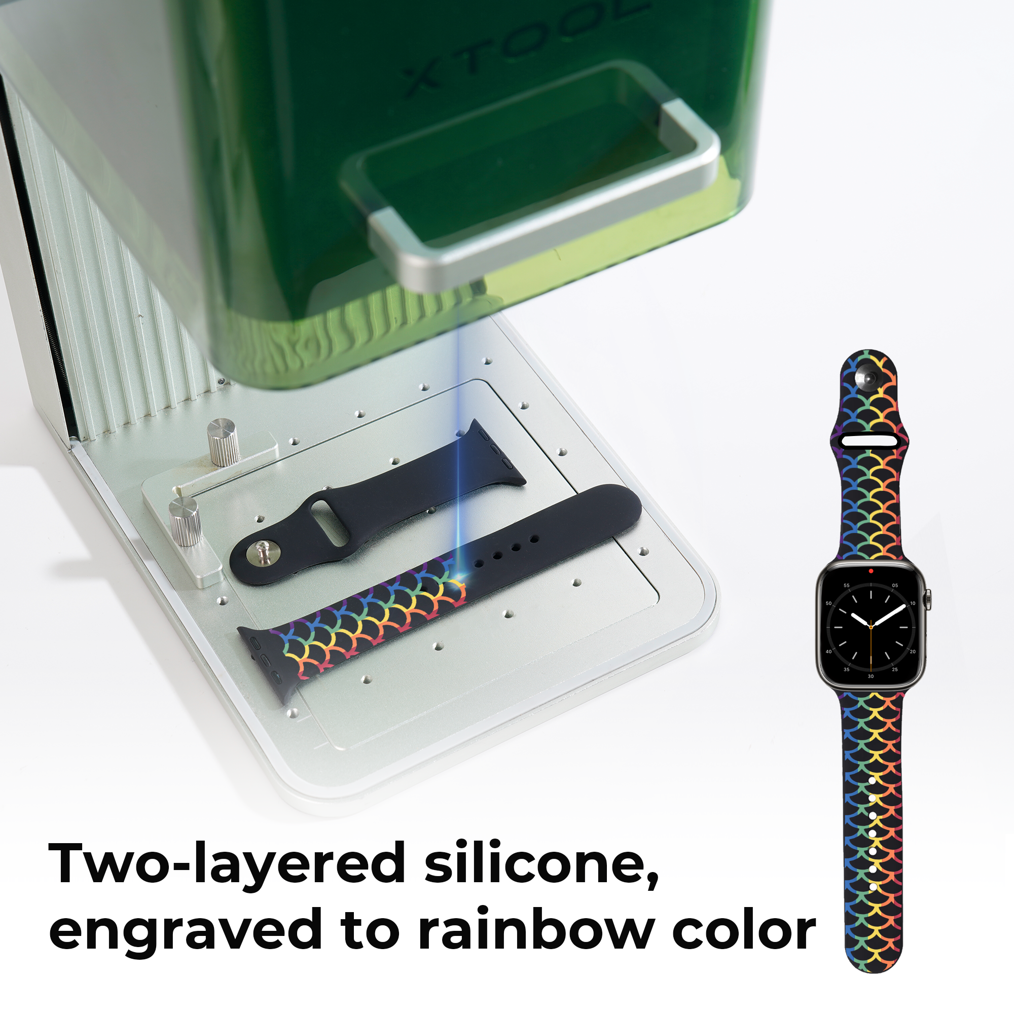 Silicone Magnetic iPhone Case & Apple Watch Bands with Laserable Filling