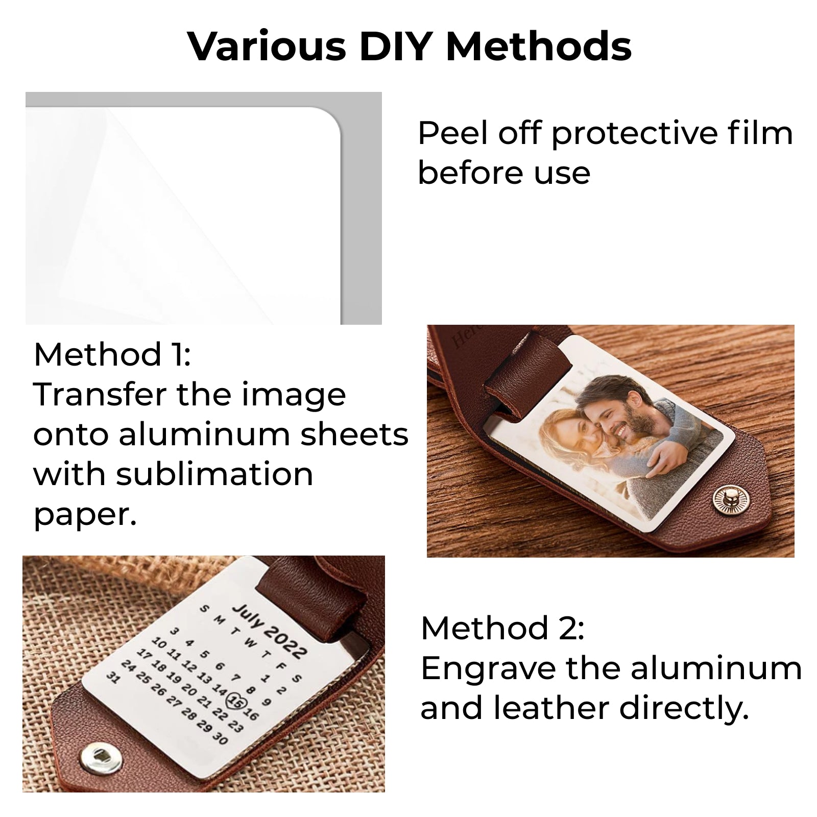 PU Keychain Holder with Sublimation Aluminum Sheet (4pcs)