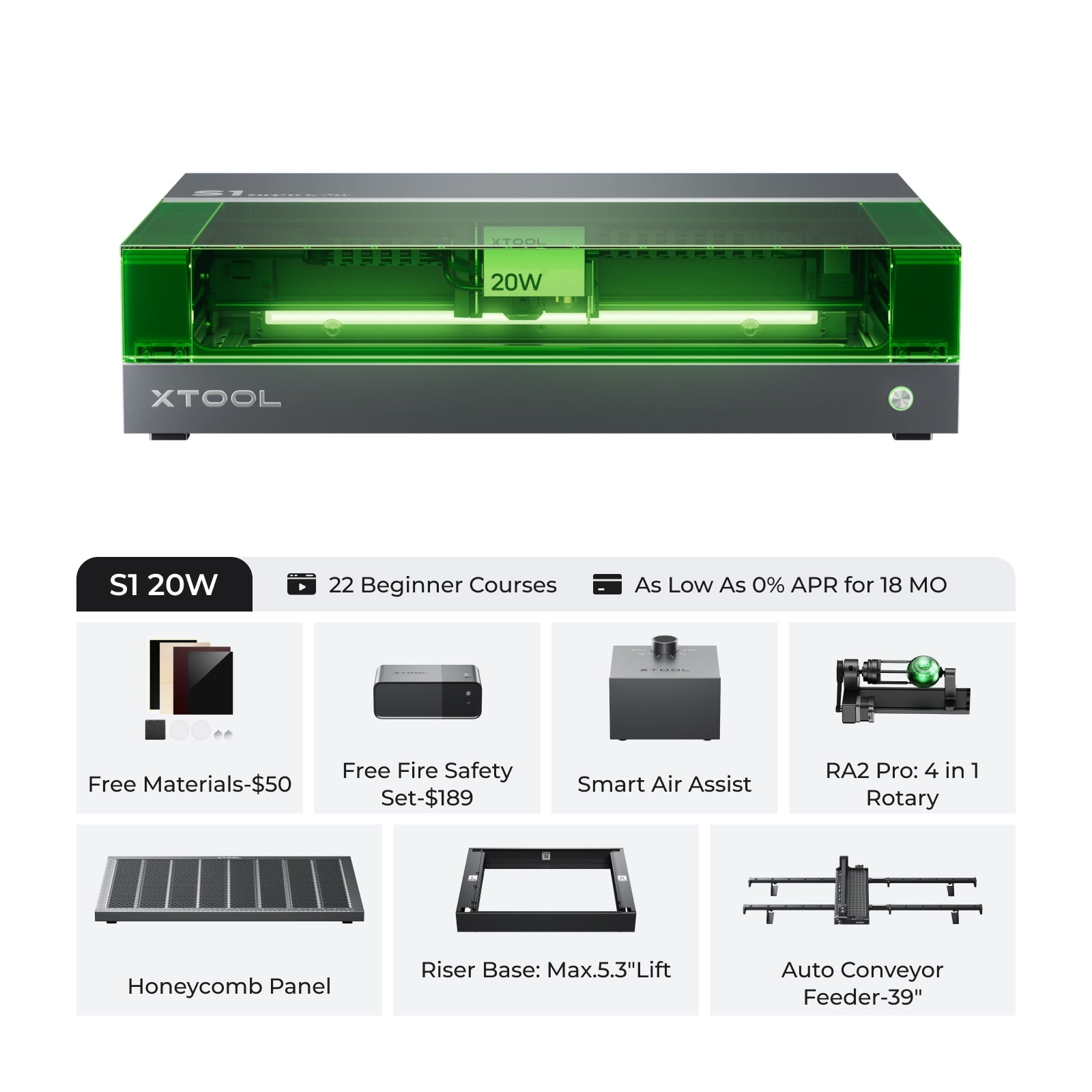 xTool S1 20W Enclosed Diode Laser Cutter