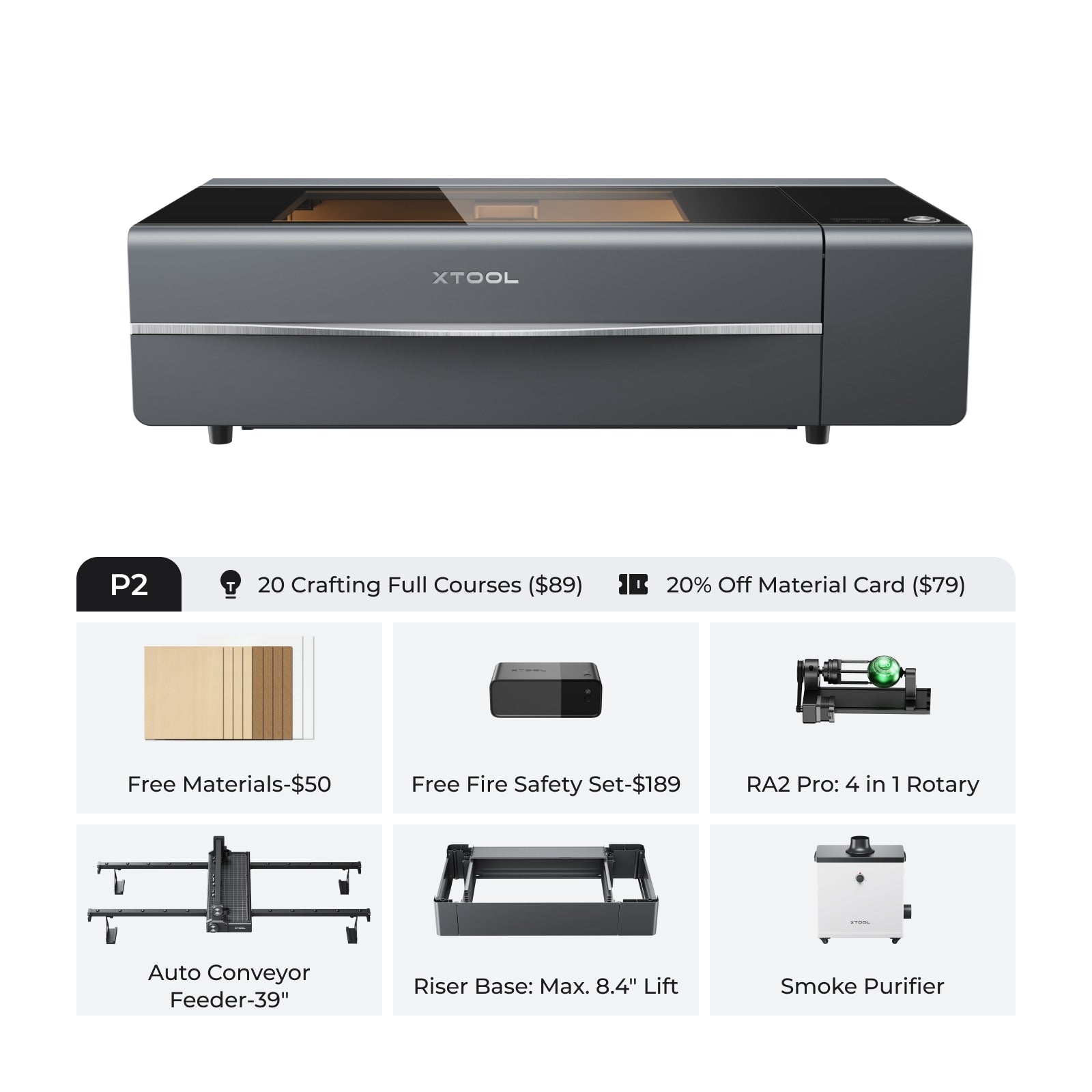 xTool P2S 55W Desktop CO2 Laser Cutter