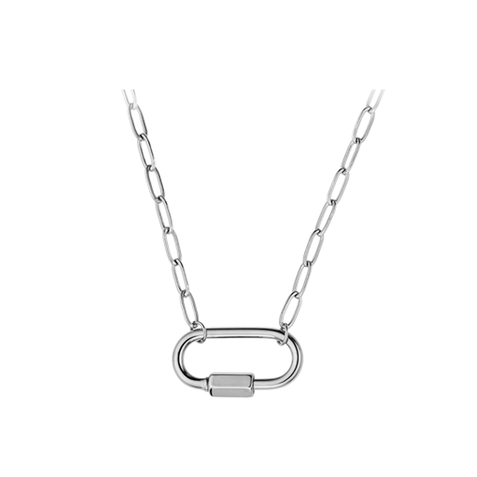 Silver Stainless Steel Carabiner Necklace (3pcs)