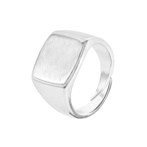 Silver-Plated Brass Square Signet Rings (3pcs)