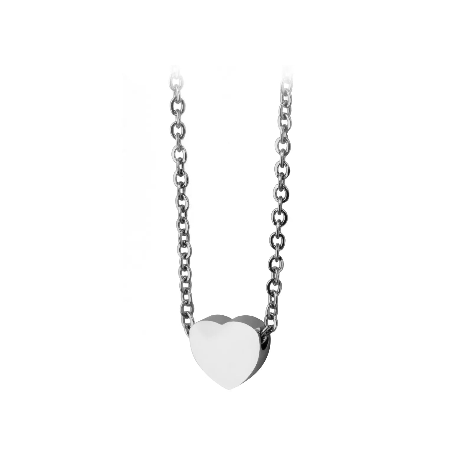 Silver Stainless Steel Heart Necklace (6pcs)