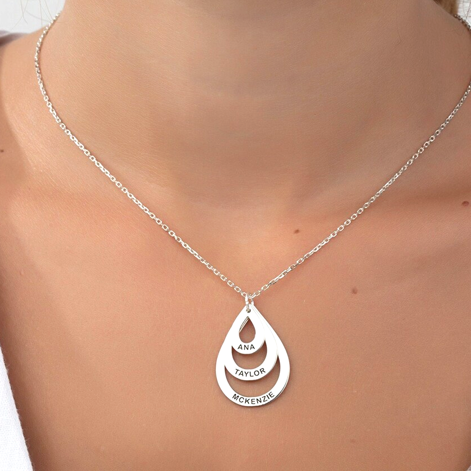 Stainless Steel Water Drop Necklace (6pcs)