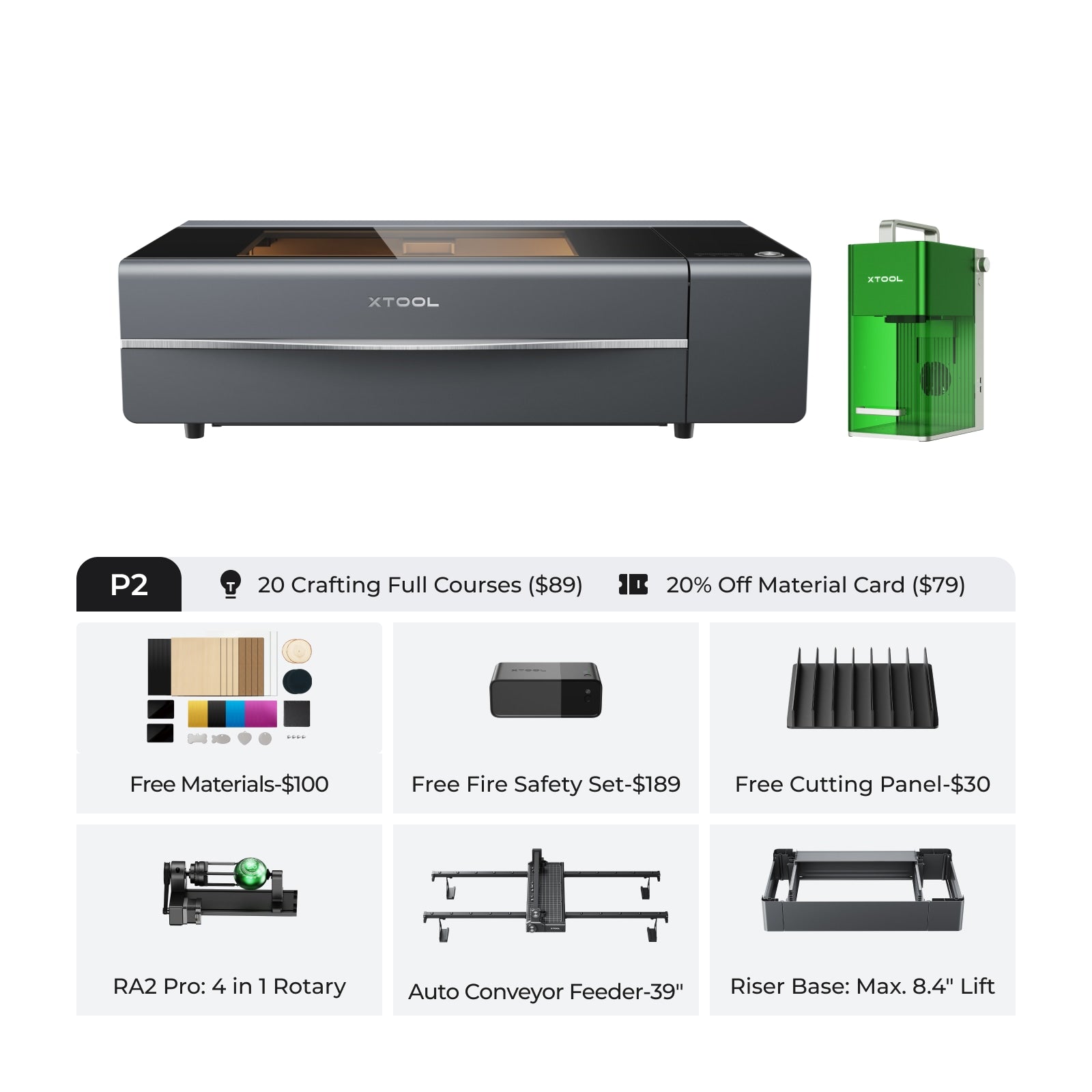 xTool P2S & P2 55W Desktop CO2 Laser Cutter