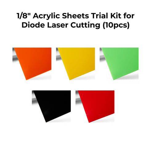 1/8" Acrylic Sheets Trial Kit for Diode Laser Cutting (10pcs)