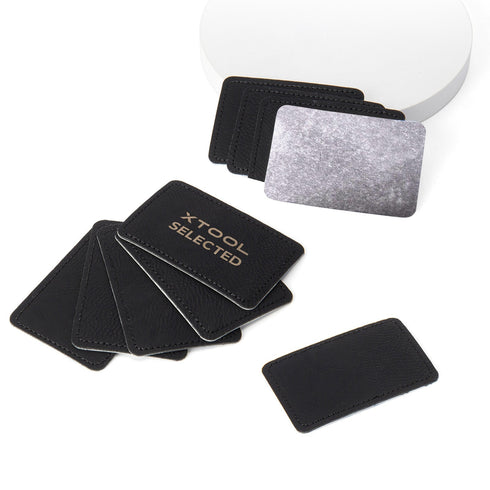 Black to Gold Rectangular Laserable PU Iron-on Patch (10pcs)