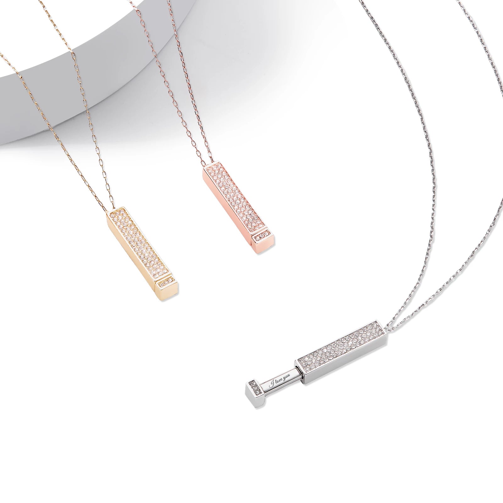 Stainless Steel Slide Bar Necklace (3pcs)