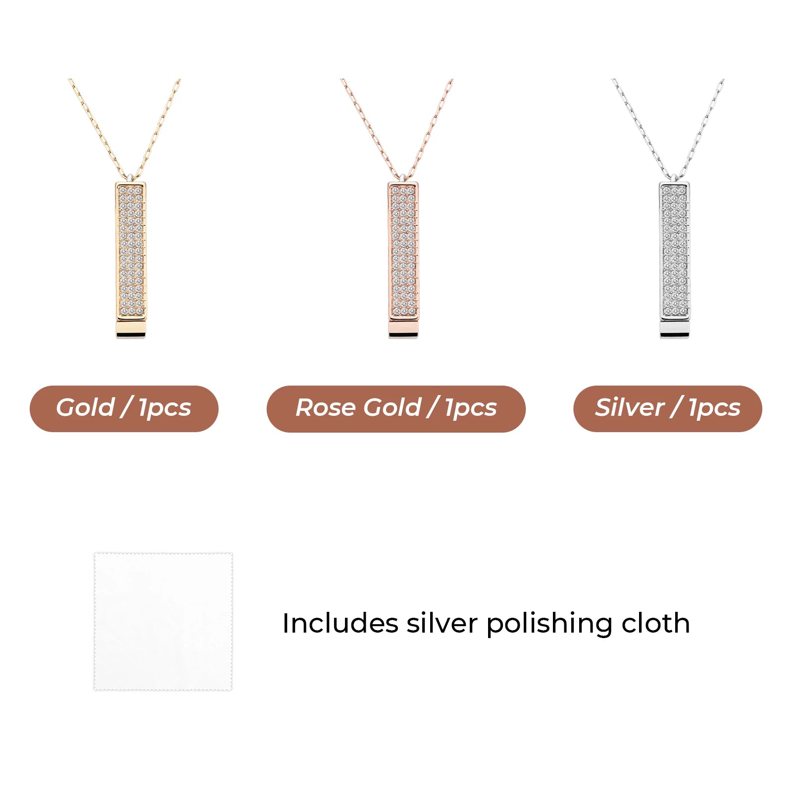 Stainless Steel Slide Bar Necklace (3pcs)