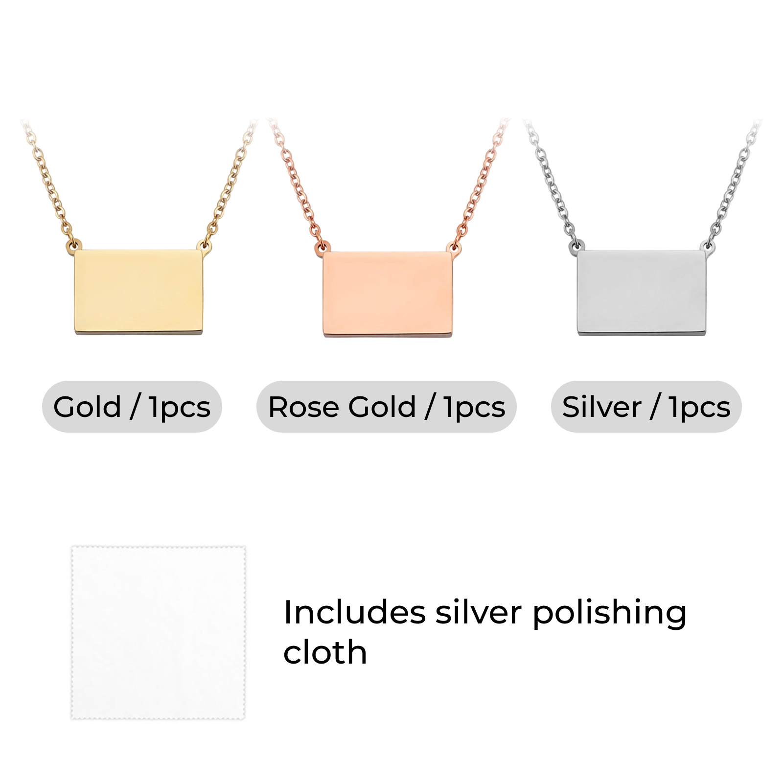 Stainless Steel Pull-Out Envelope Necklace (3pcs)