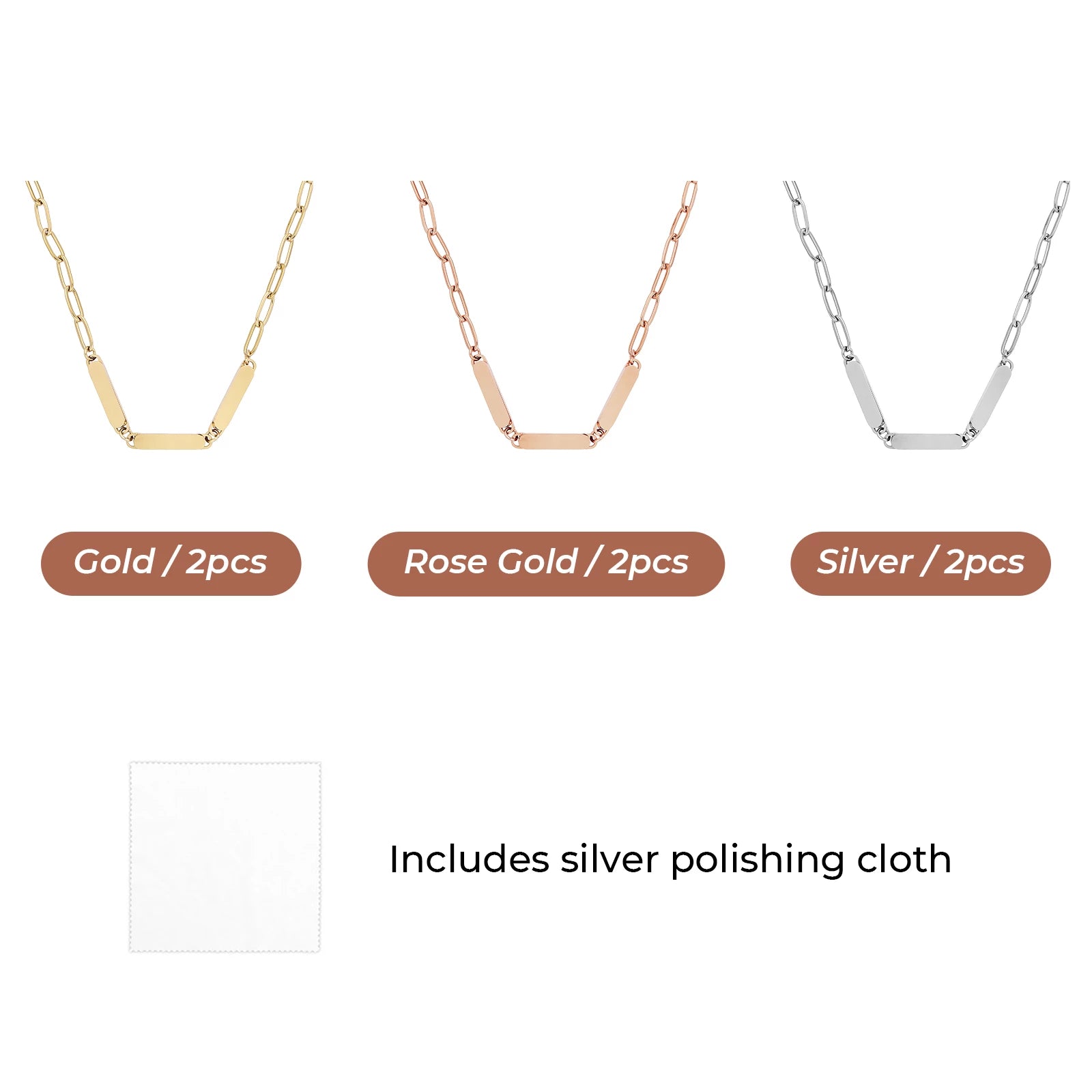 Stainless Steel Paperclip Necklace (6pcs)