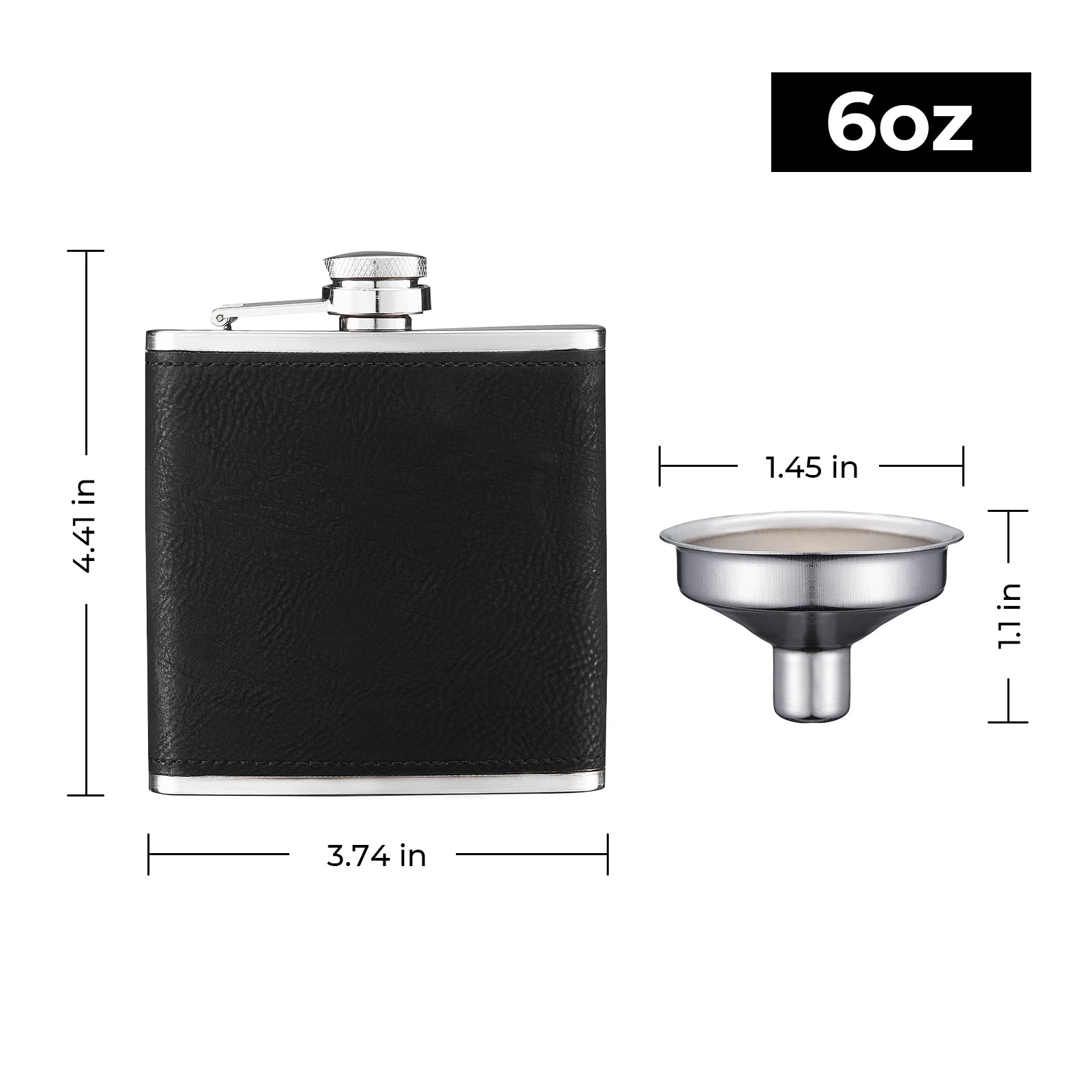 Laserable PU Stainless Steel Hip Flask (6oz)