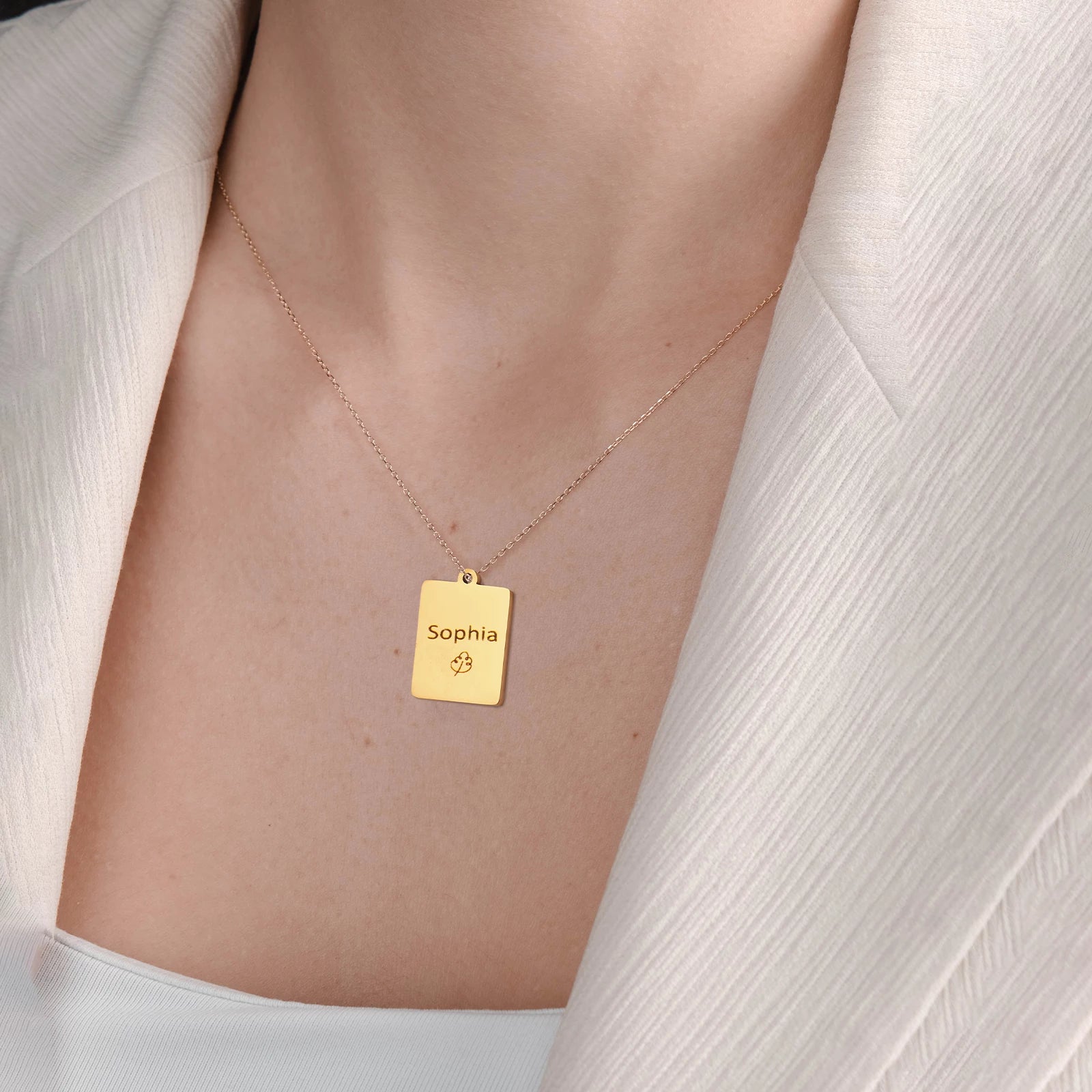 Stainless Steel 18K Gold Rectangle Pendant (10pcs)