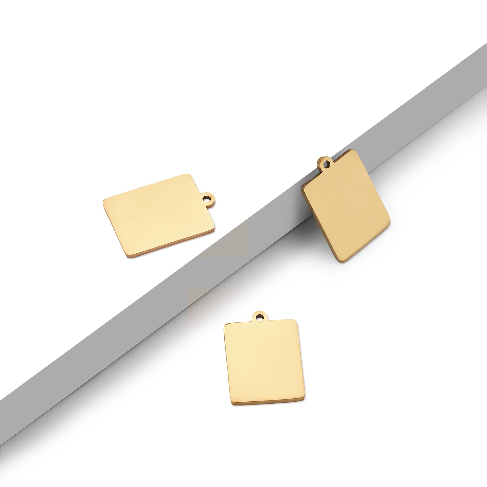 Stainless Steel 18K Gold Rectangle Pendant (10pcs)