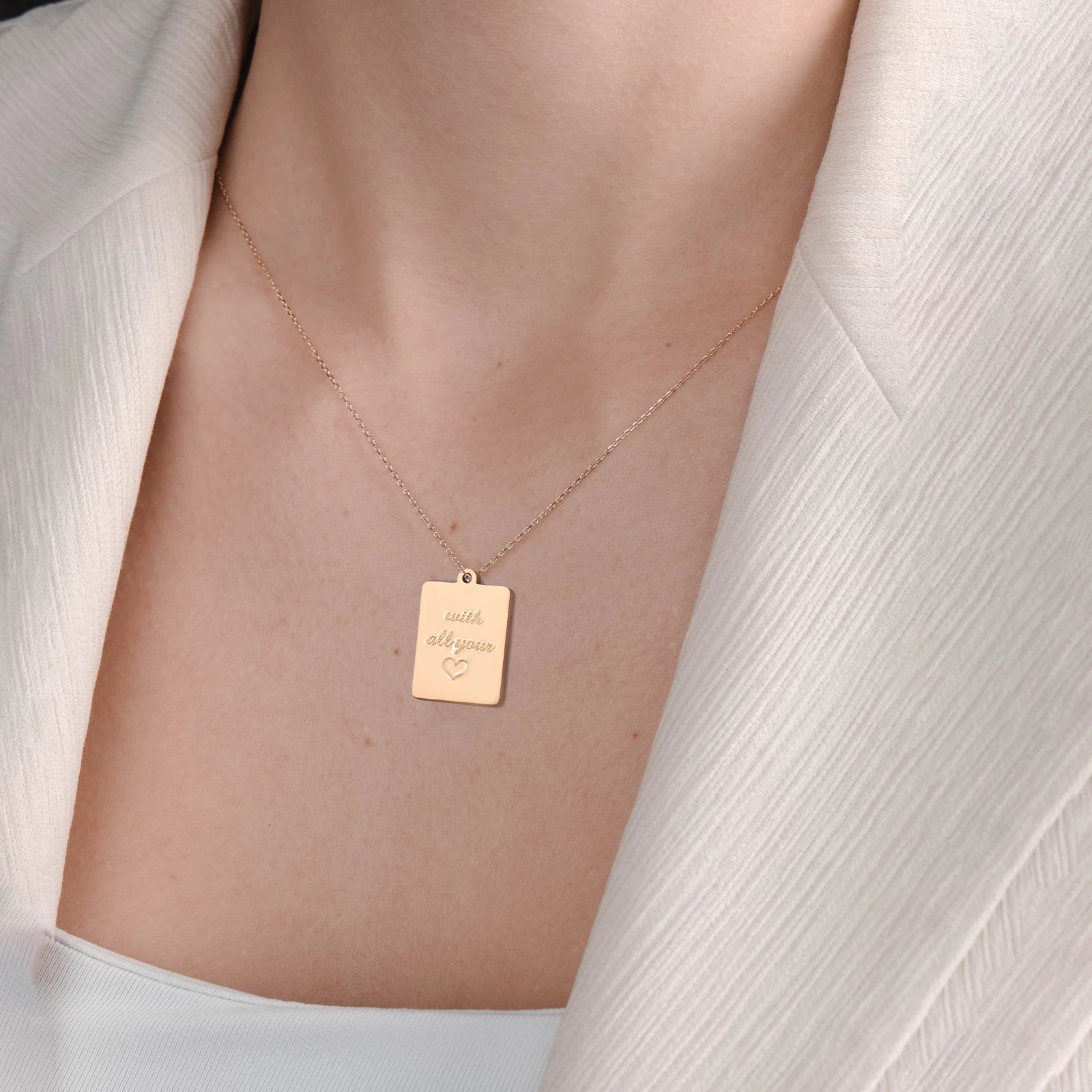 Stainless Steel Rose Gold Rectangle Pendant (10pcs)