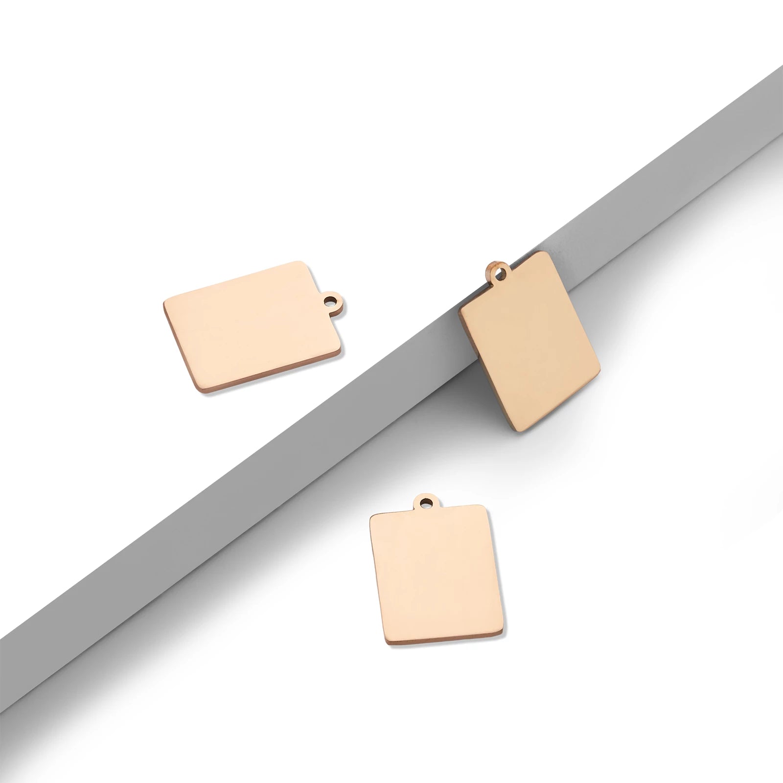 Stainless Steel Rose Gold Rectangle Pendant (10pcs)
