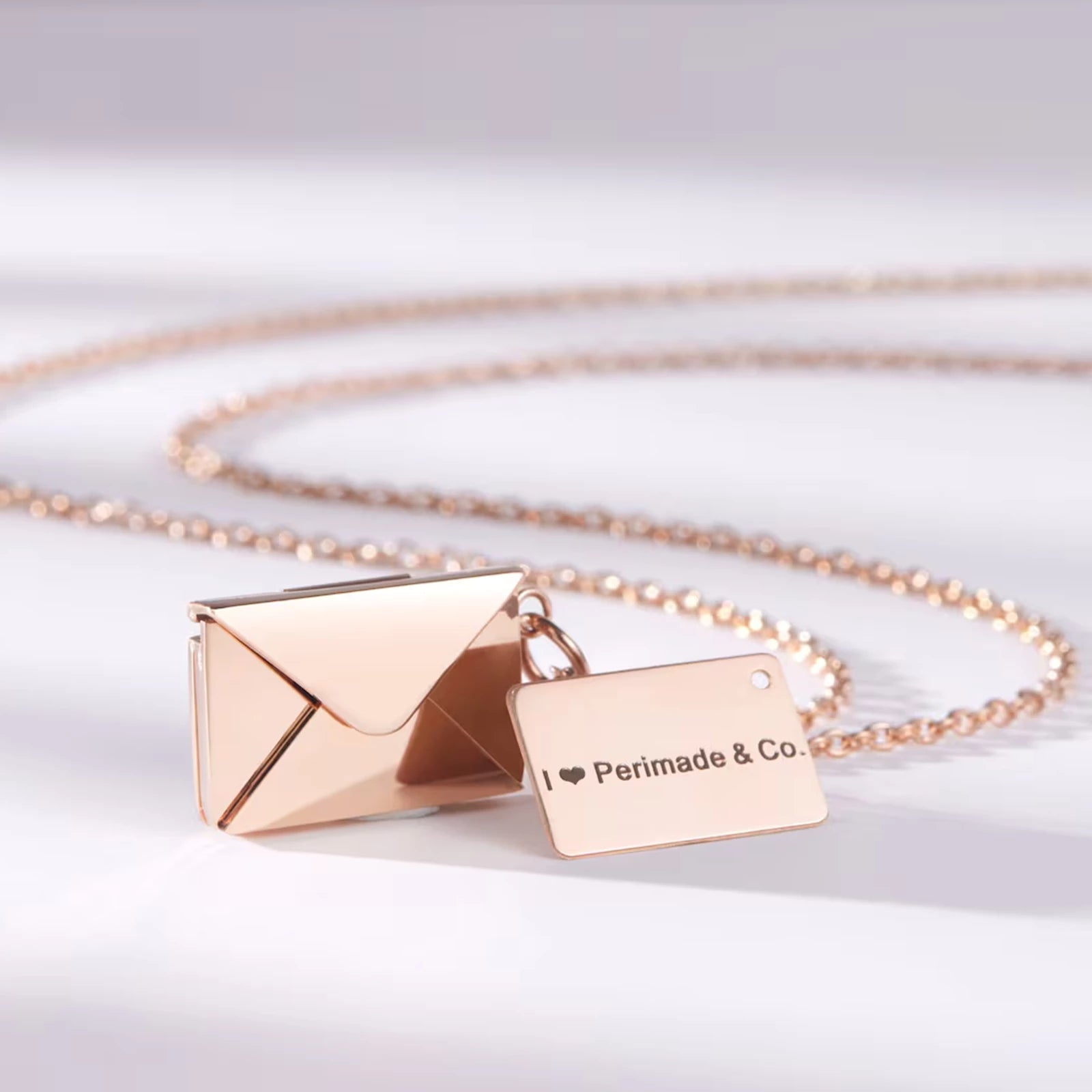 Rose Gold Stainless Steel Envelope Necklace (3pcs)