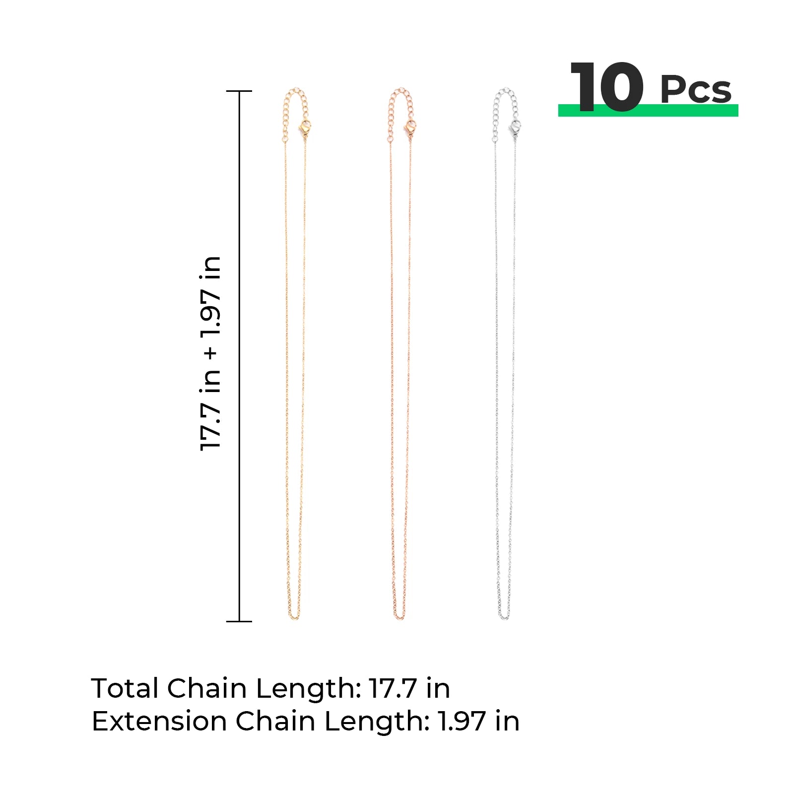 Rose Gold Stainless Steel Chains (10pcs)