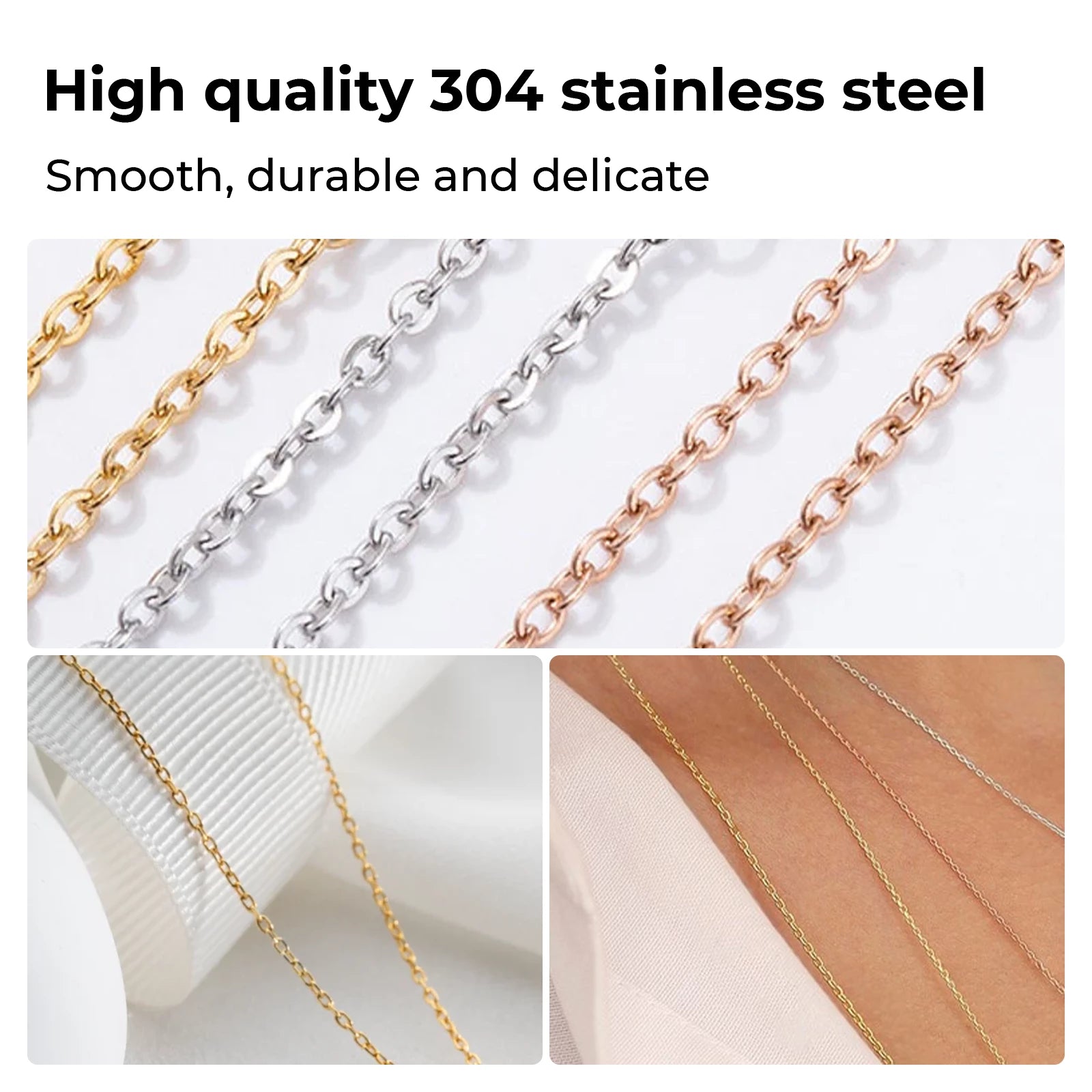 Rose Gold Stainless Steel Chains (10pcs)