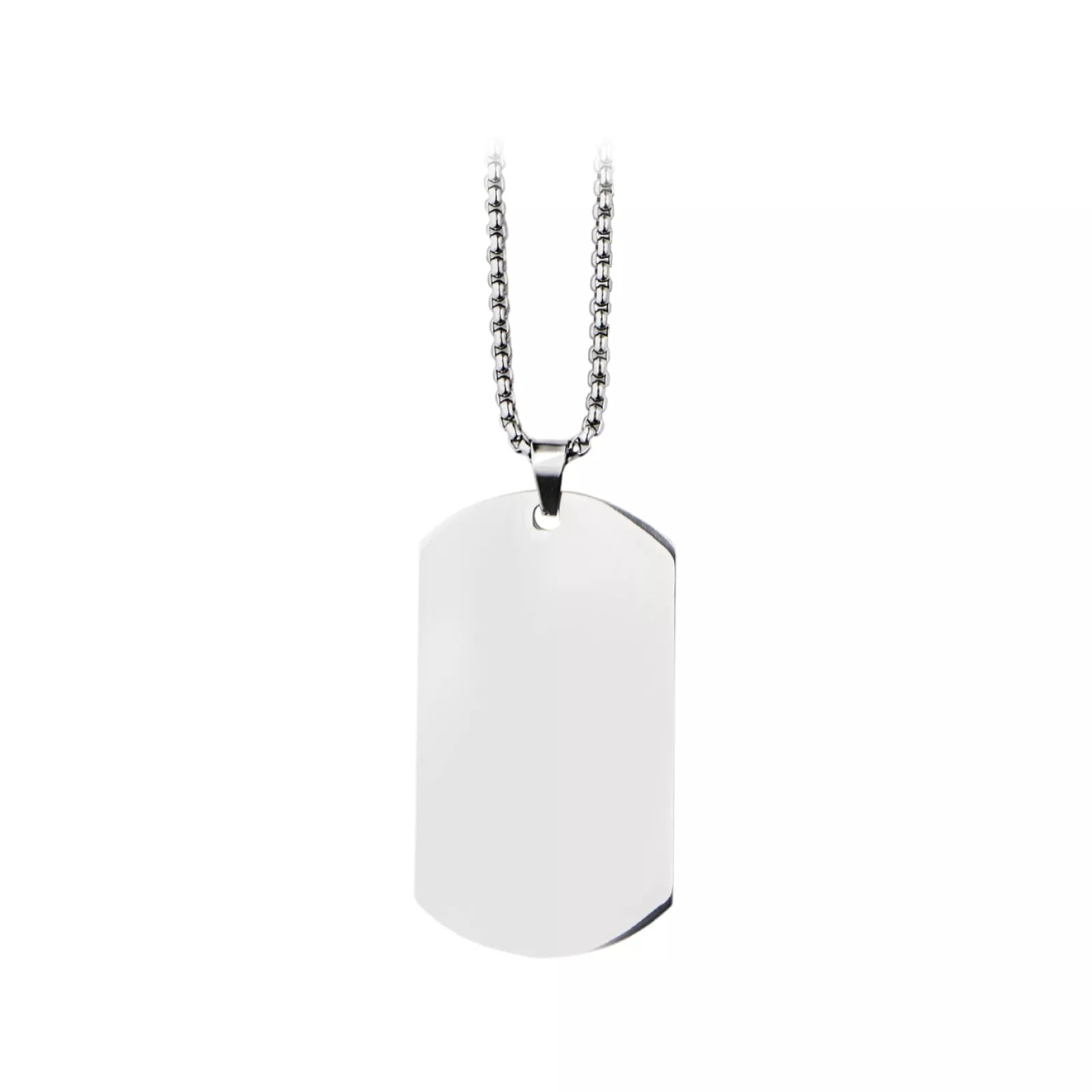 Silver Stainless Steel Military Pendant Necklace (6pcs)