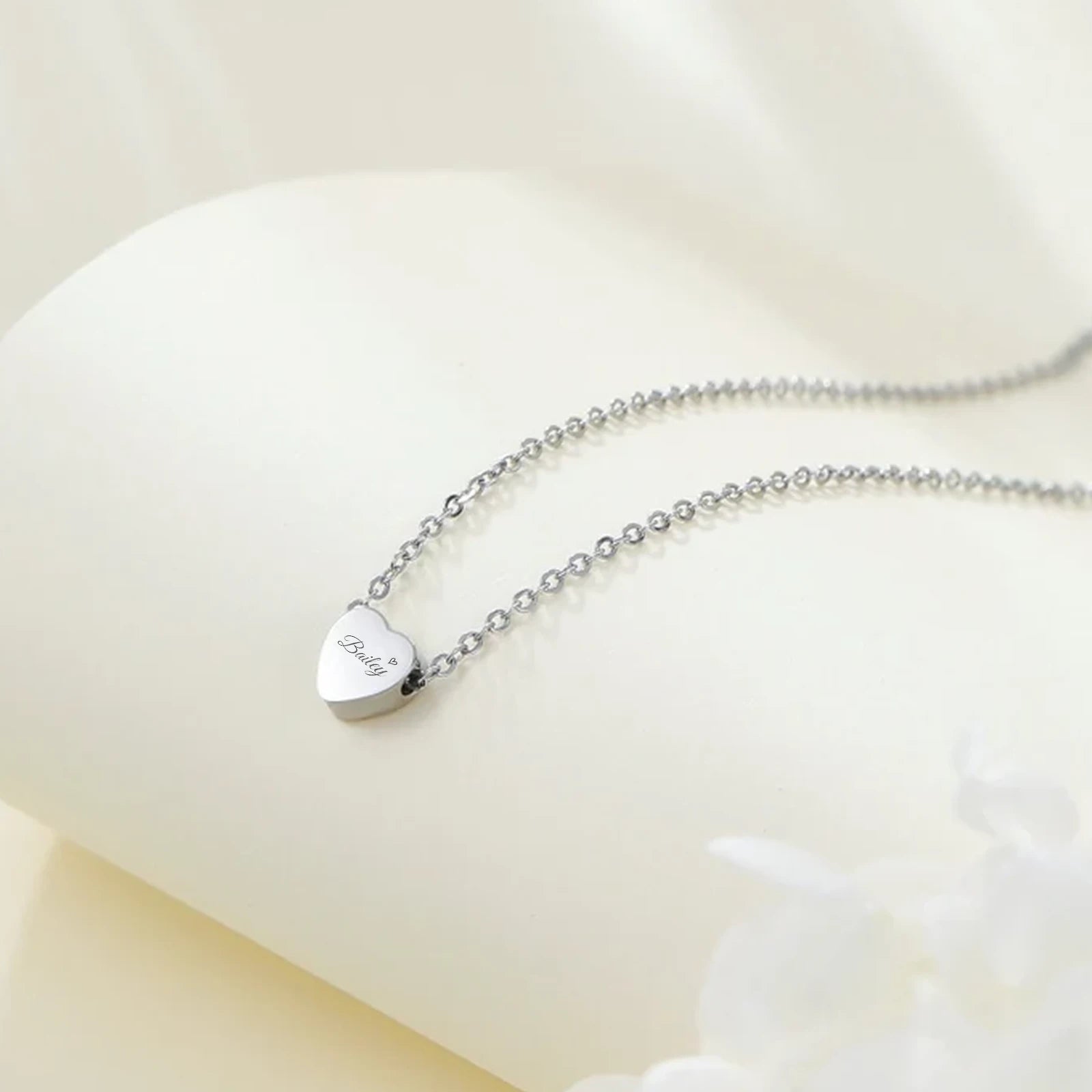 Silver Stainless Steel Heart Necklace (6pcs)