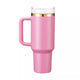 Peony Pink to Gold Stainless Steel Tumbler with Removable Handle (40oz)