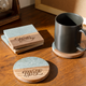 Round Dark Green Marble and Wood Coasters (4pcs)