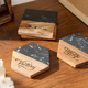 Square Black Marble and Wood Coasters (4pcs)