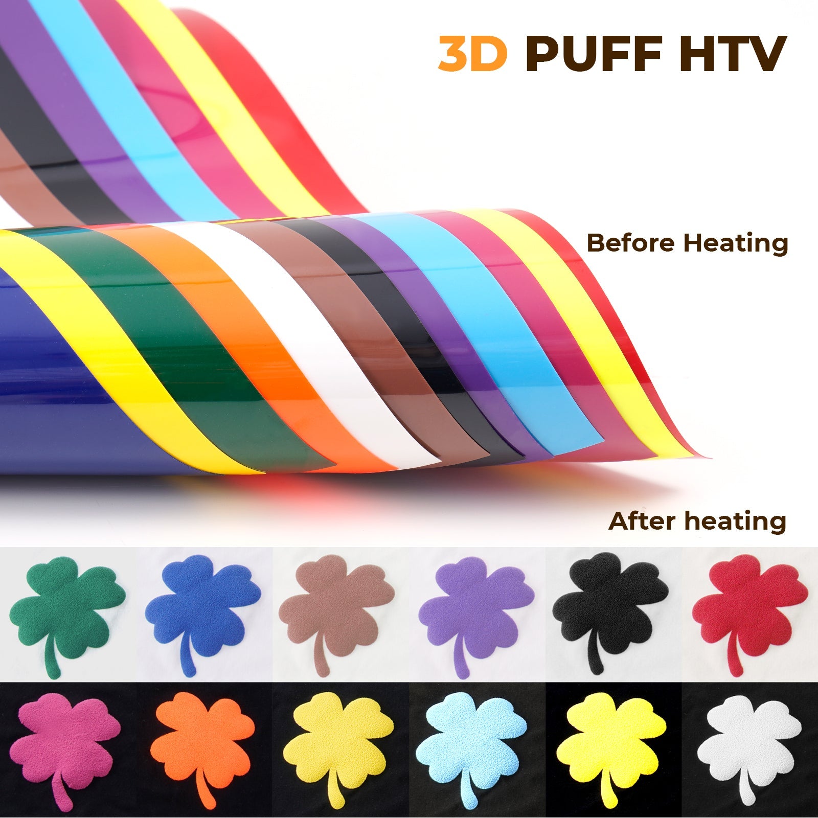 Pastel Puff Vinyl Heat Transfer 3D (14 pcs)