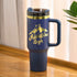 Navy to Gold Stainless Steel Tumbler with Removable Handle (40oz)