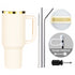 Cream White to Gold Stainless Steel Tumbler with Removable Handle (40oz)