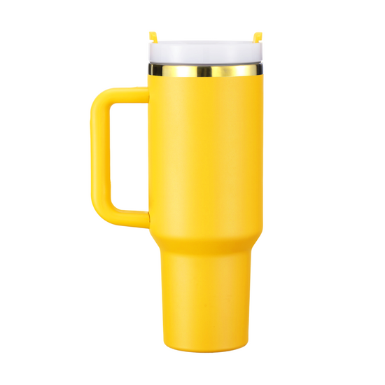 Yellow to Gold Stainless Steel Tumbler with Removable Handle (40oz)